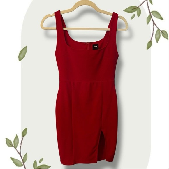 NUDE Dresses & Skirts - NUDE Bold Red Square Neck Sleeveless Date Night Party Mini Dress- Size Small